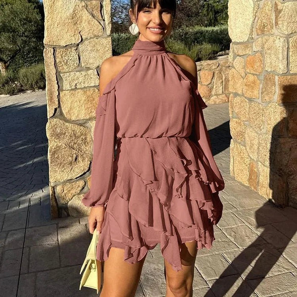 Maureen Halter Tiered Mini Dress