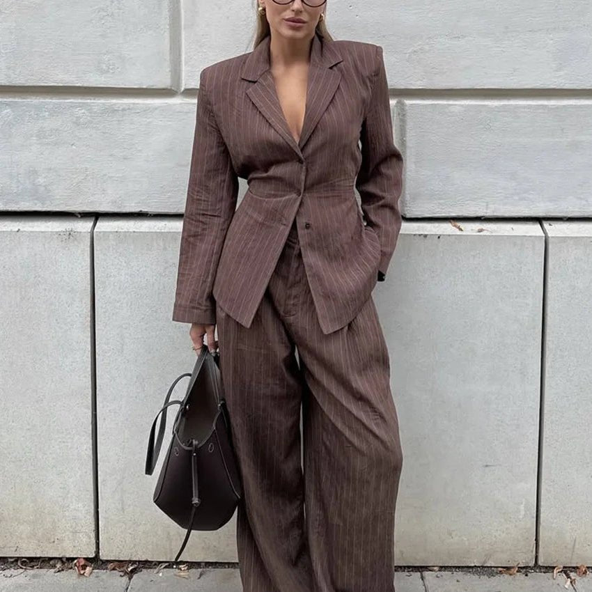 Melanie kritstrecksrandig byxdress