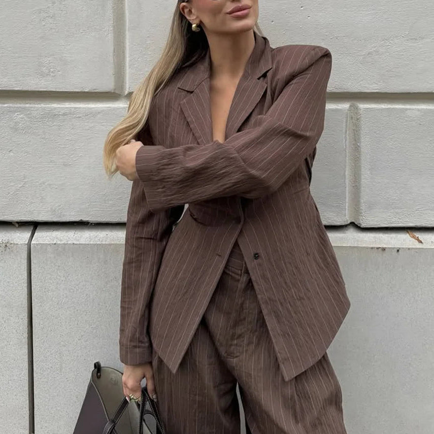 Melanie kritstrecksrandig byxdress
