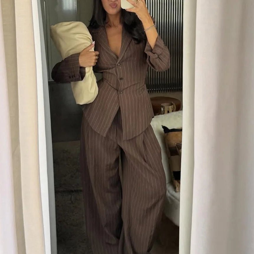 Melanie kritstrecksrandig byxdress