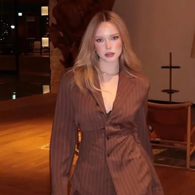 Melanie kritstrecksrandig byxdress