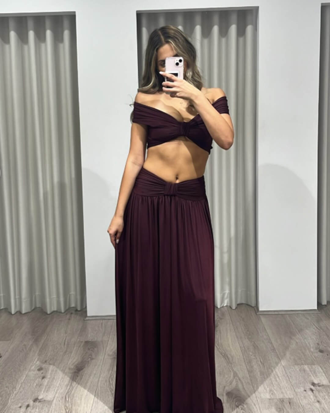 Mila High-Waist Draped Two-Piece Set
