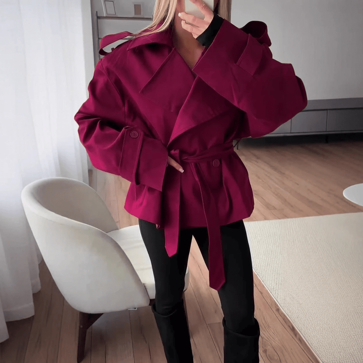 Molly kort trenchcoat med skärp