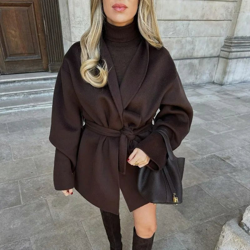 Monica oversized omlottkappa med skärp