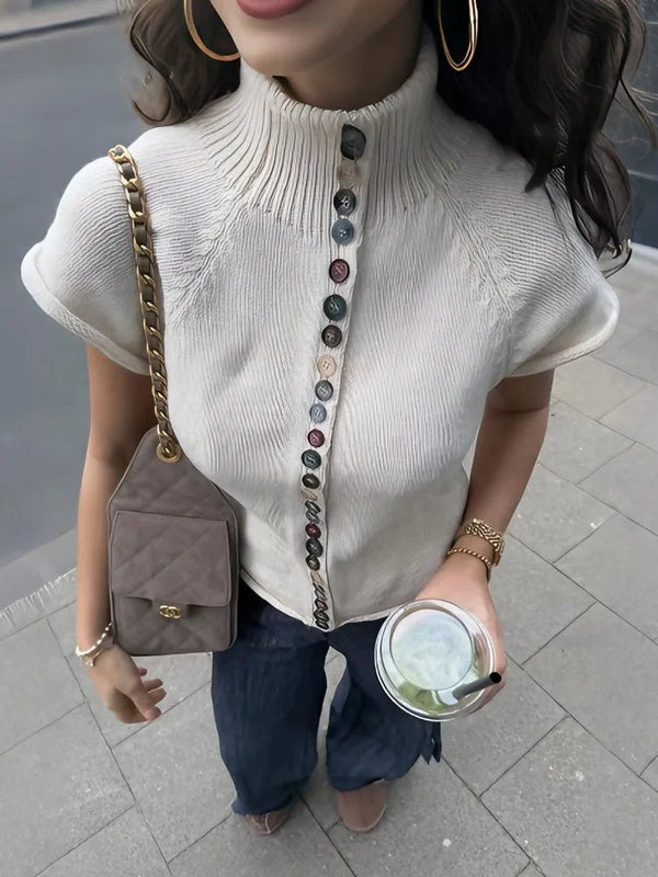 Nadia ribbstickad cardigan-topp