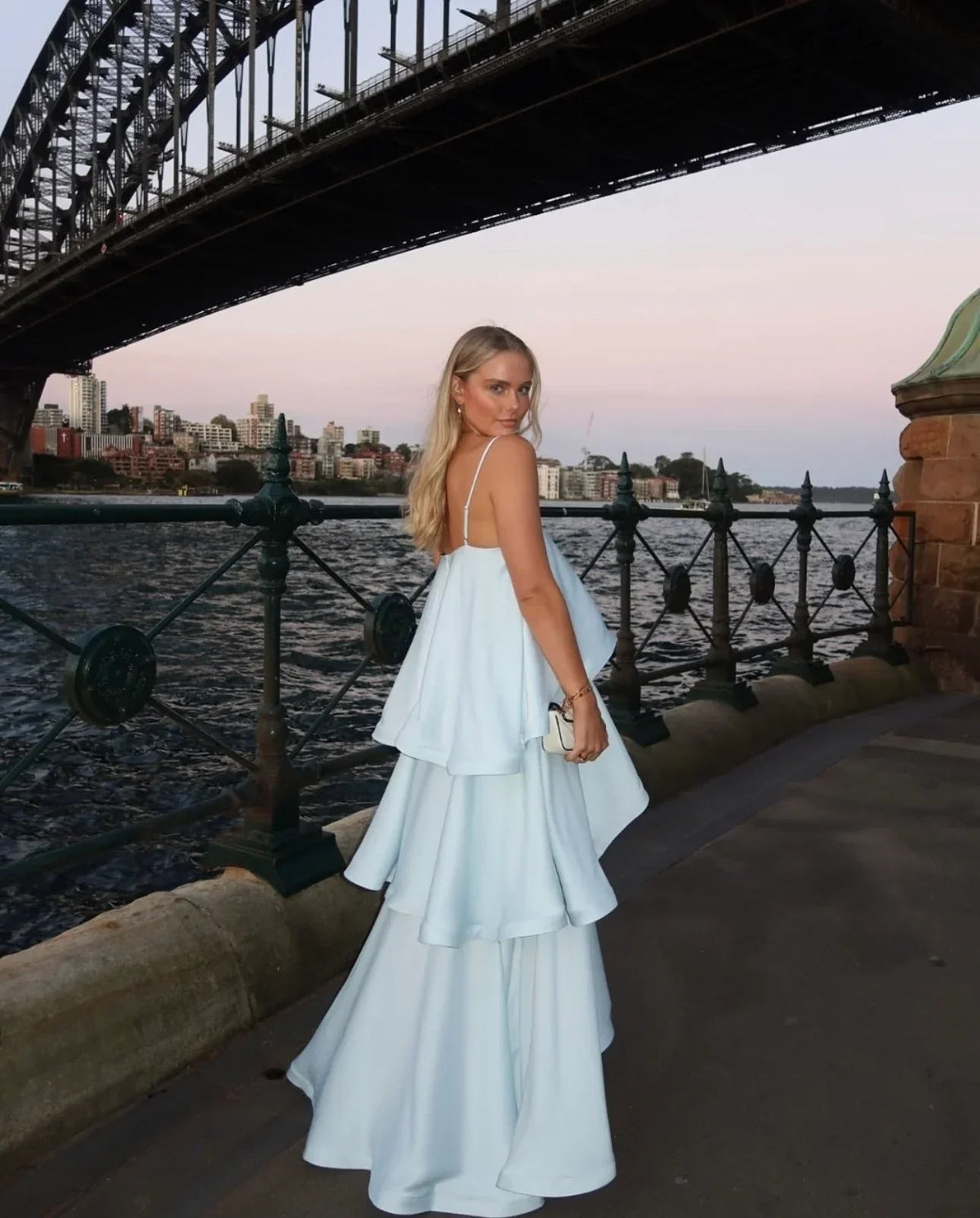 Nadia Tiered Ruffle Satin Maxi Dress