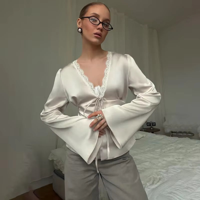 Naomi Satin V-Neck Tank Top