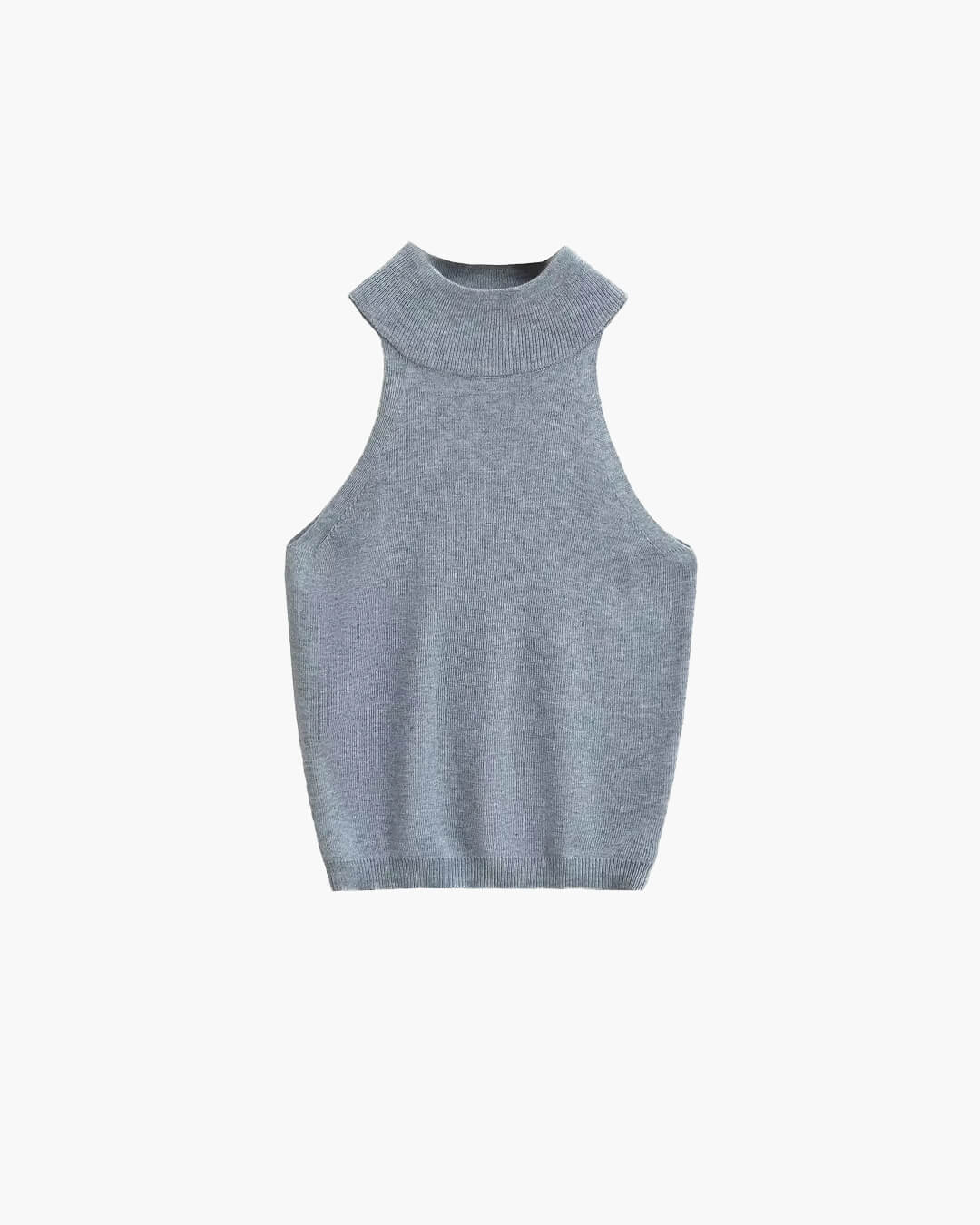 Nicky, ärmlös stickad croptop med halterneck
