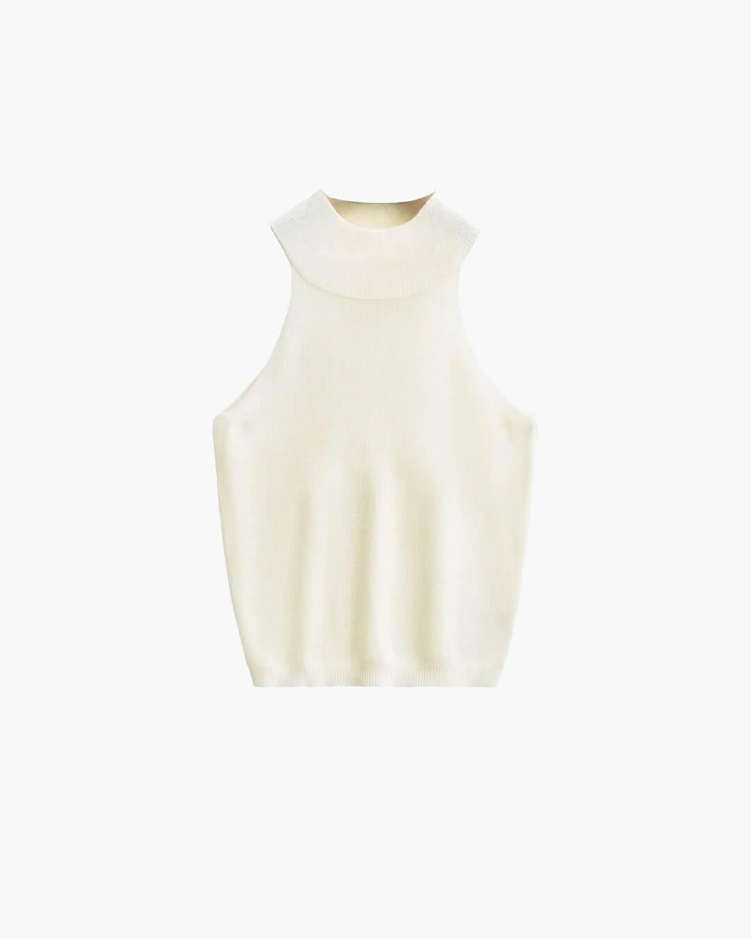 Nicky, ärmlös stickad croptop med halterneck