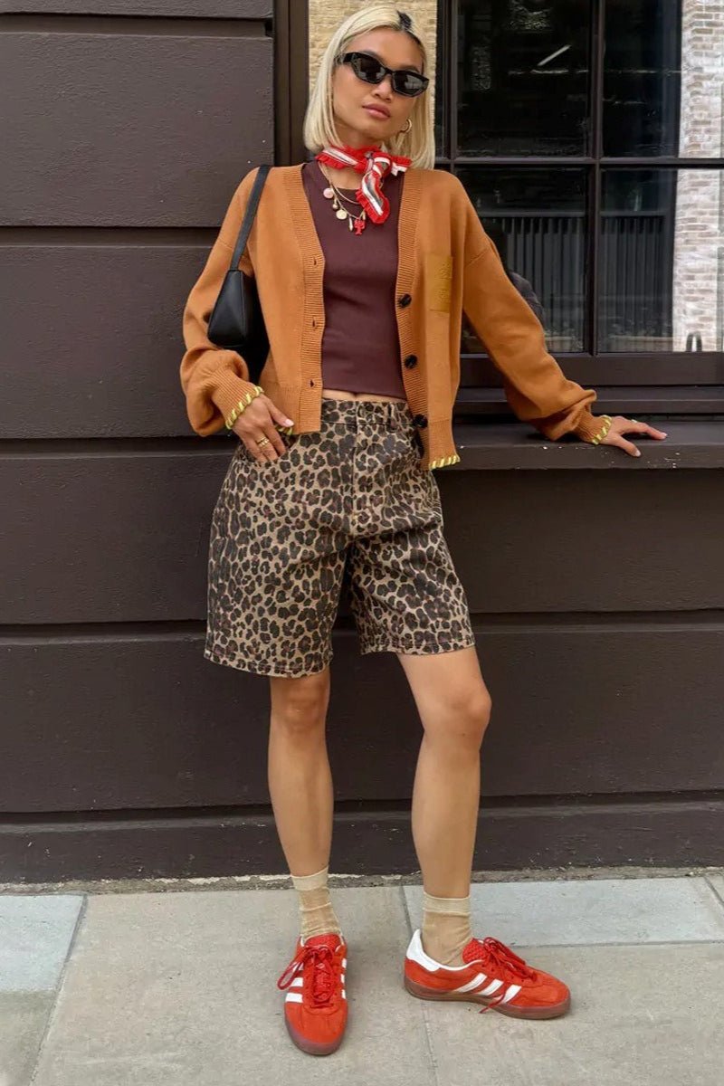 Nicole shorts med leopardmönster