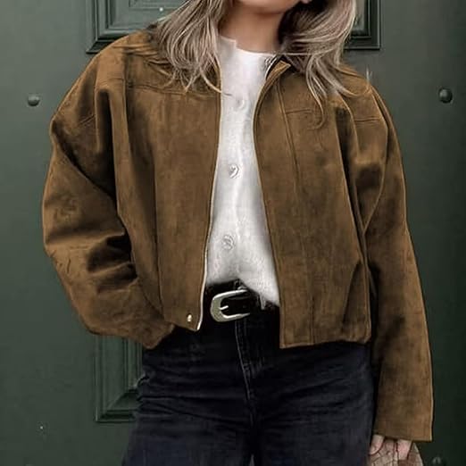 Nina vintagejacka i khakifärgat mockaimitation
