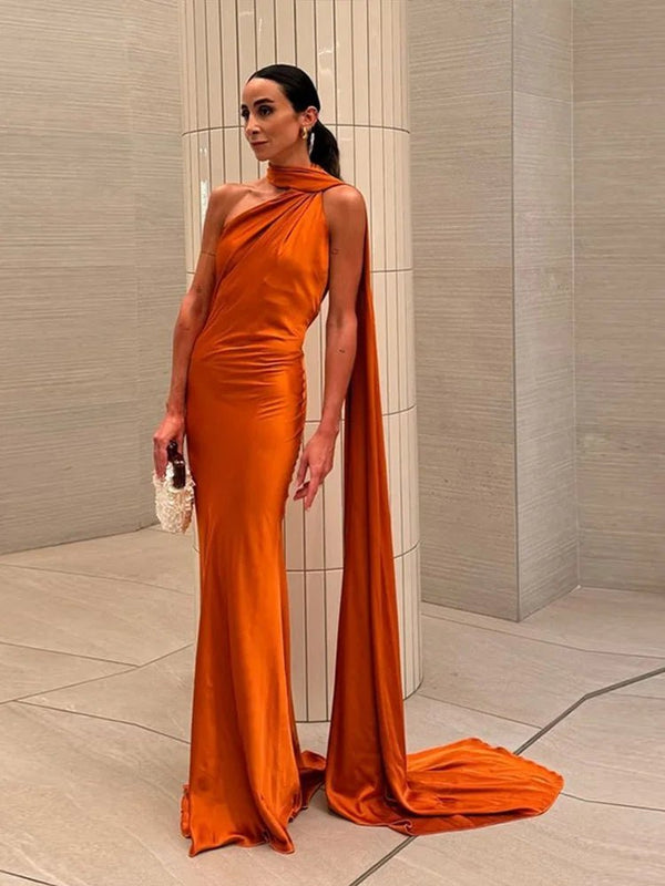 Bianca Halter Backless Satin Dress