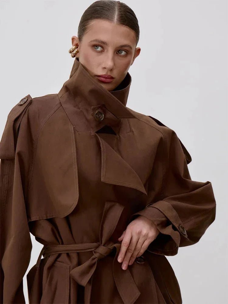 Octavia trenchcoat med snörning och ståkrage