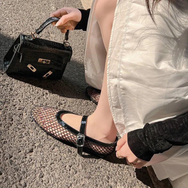 Ondine balettklackar i mesh med spänne