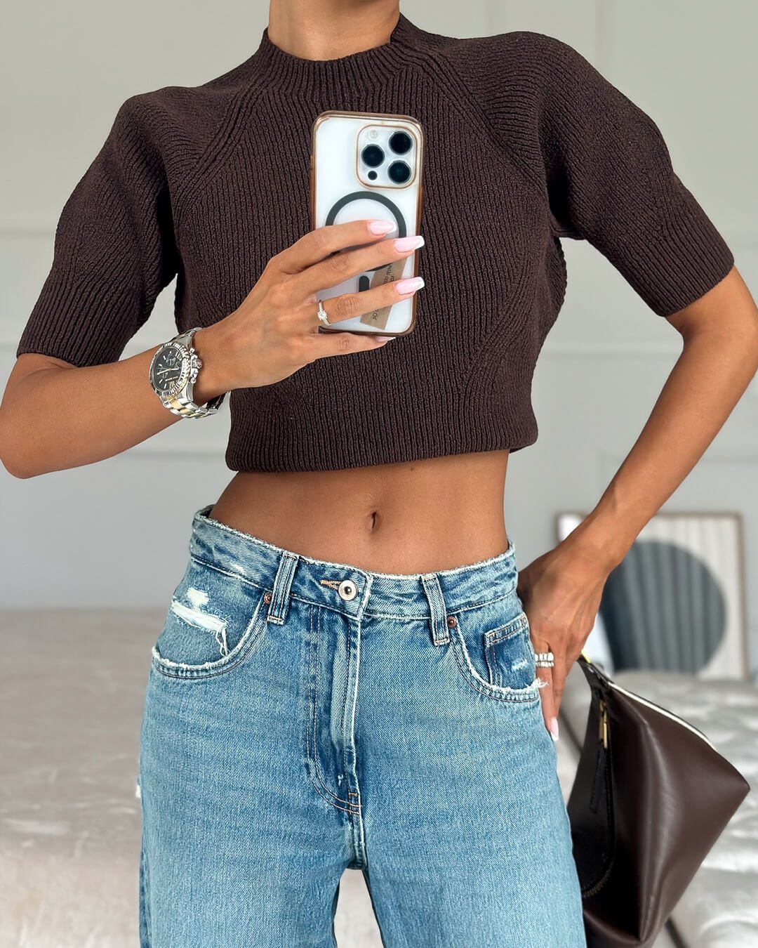 Paloma sömlös stickad crop top