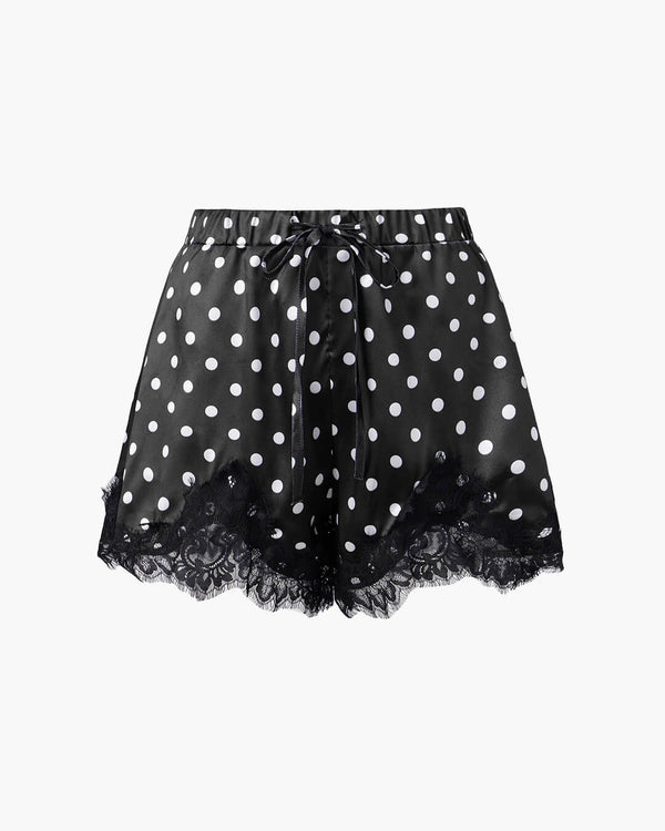 Paula Black Polka Dot Satin Short