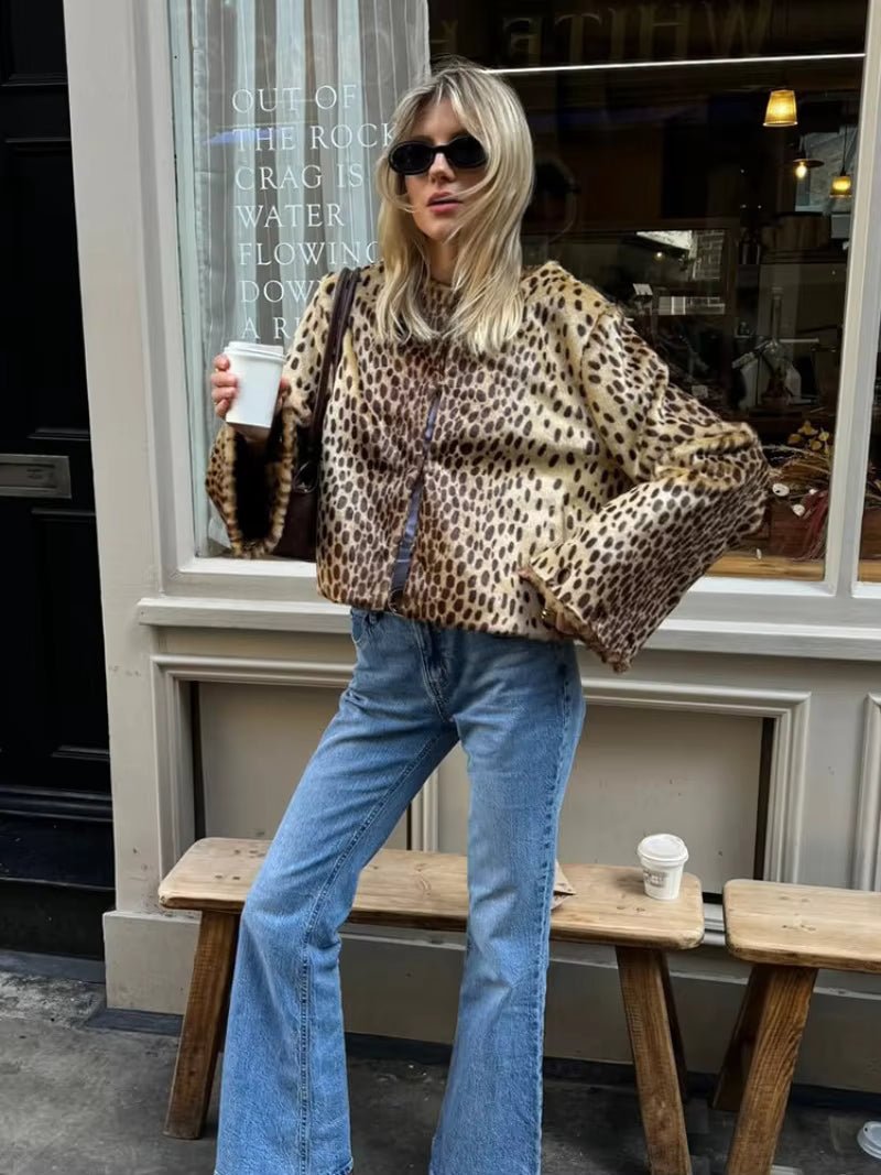 Rebecca Leopard Faux Fur Jacket