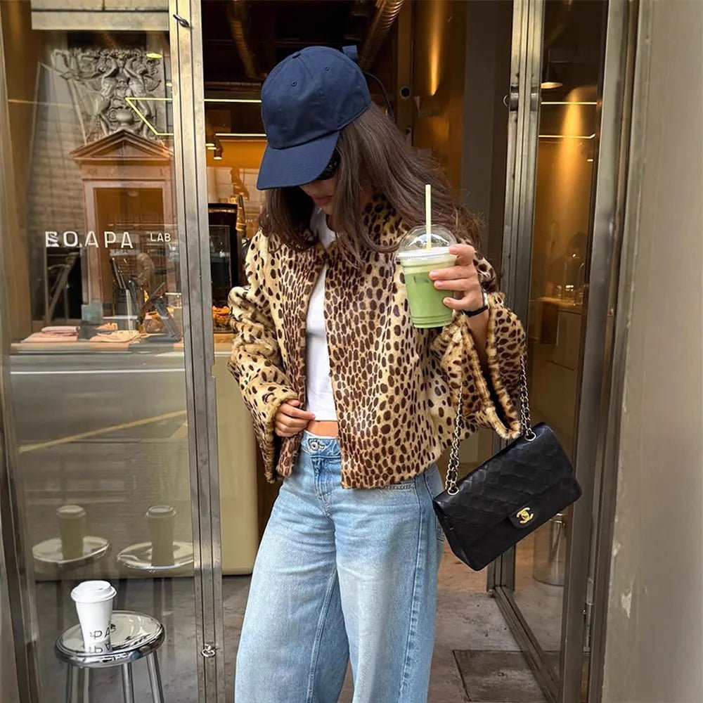 Rebecca Leopard Faux Fur Jacket