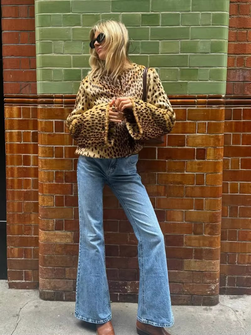 Rebecca Leopard Faux Fur Jacket