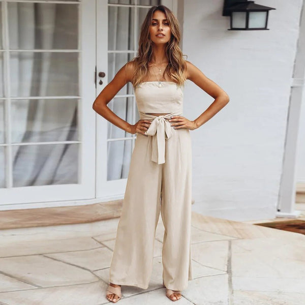 Reginas axelbandslösa raka jumpsuits