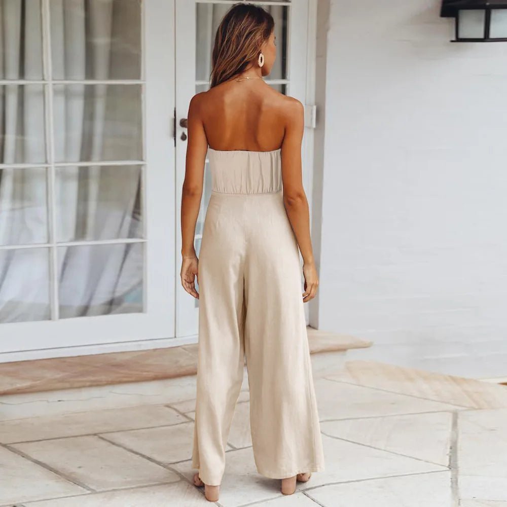 Reginas axelbandslösa raka jumpsuits