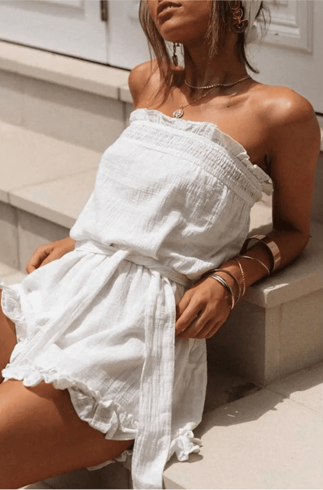 Romina jumpsuit med tubtopp och bälte