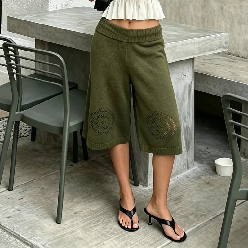 Sabina Knit Wide-Leg Culottes Shorts
