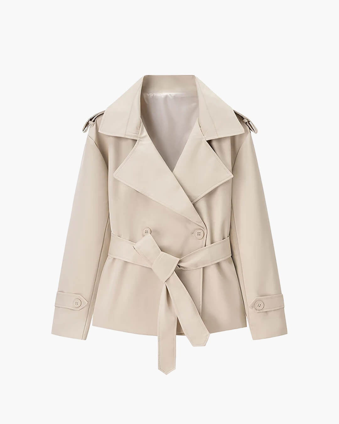 Sandy kort trenchcoat med snörning