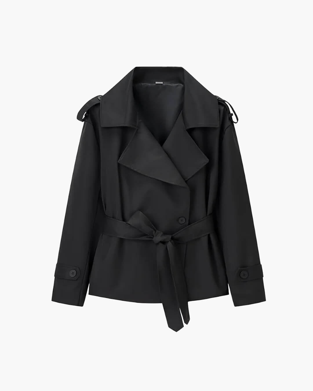 Sandy kort trenchcoat med snörning