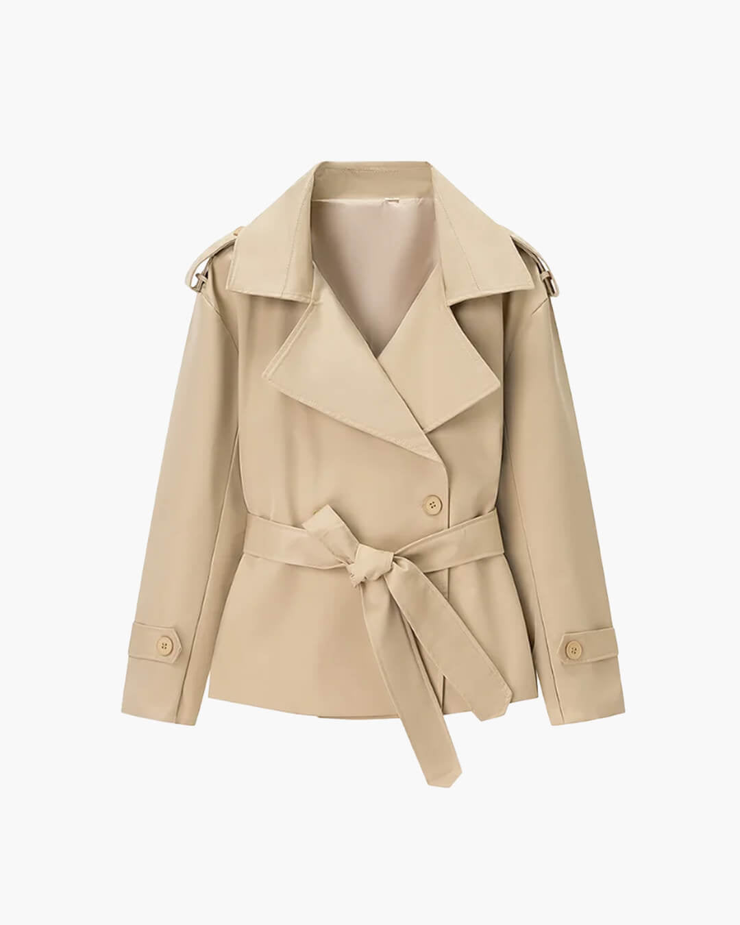 Sandy kort trenchcoat med snörning