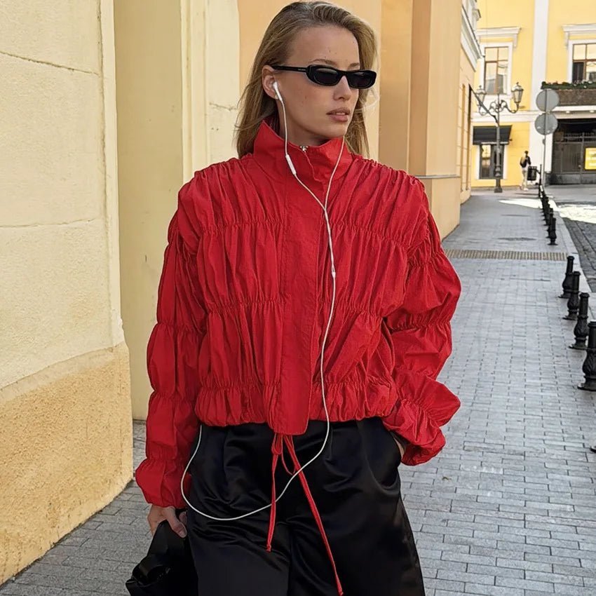 Sarah rynkad jacka med dragkedja