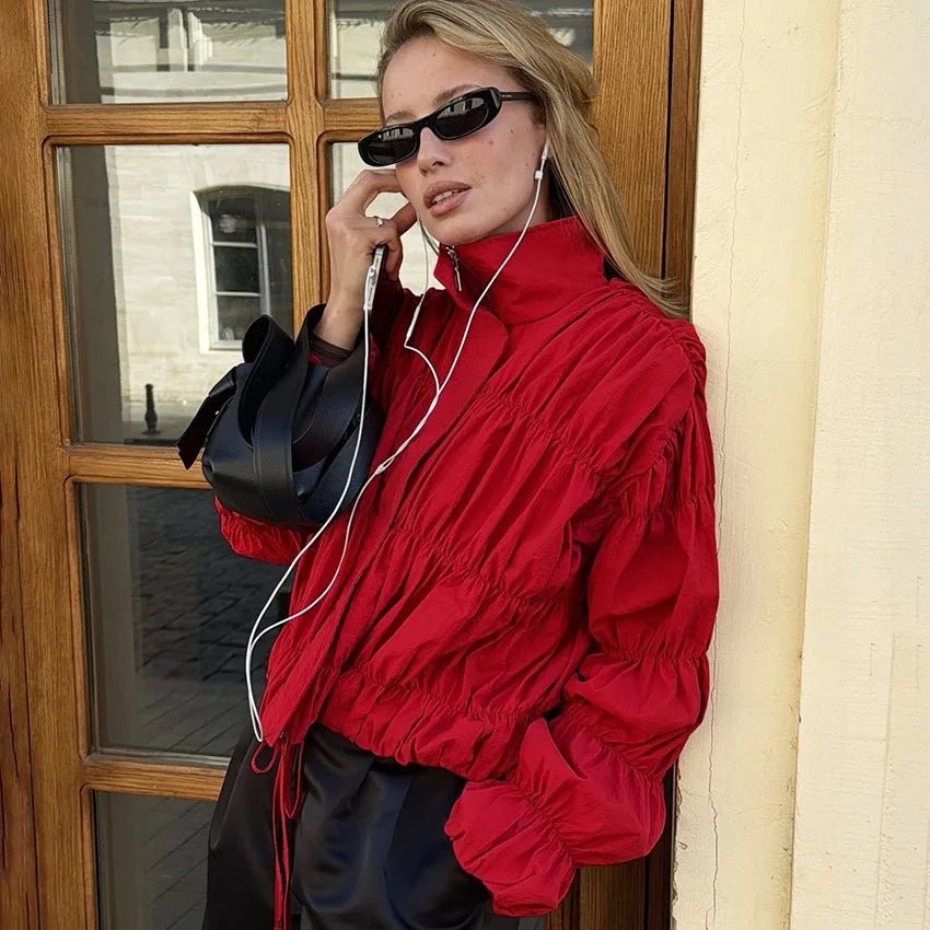 Sarah rynkad jacka med dragkedja