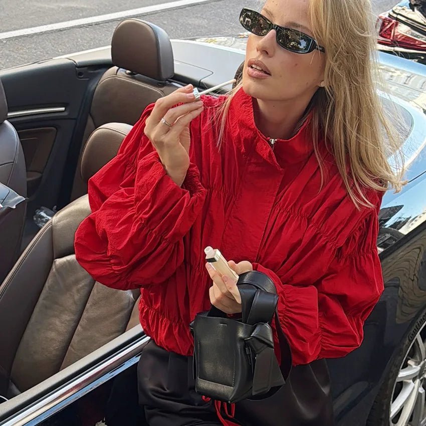 Sarah rynkad jacka med dragkedja