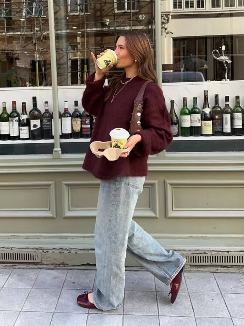 Shiela vinröd pullover
