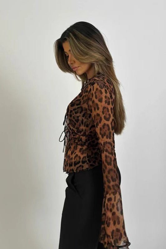 Siena transparent leopardmönstrad blus