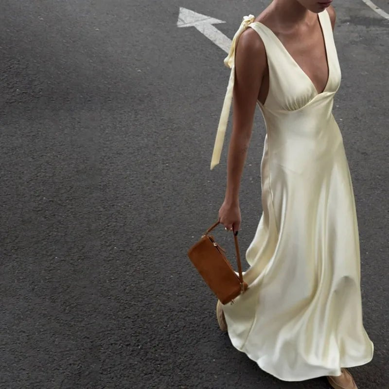 Sienna Satin Tie Strap Maxi Dress