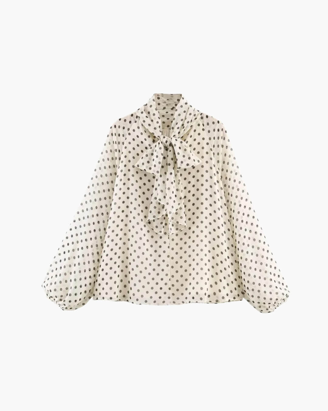 Sofia blus med hög krage och prickmönster