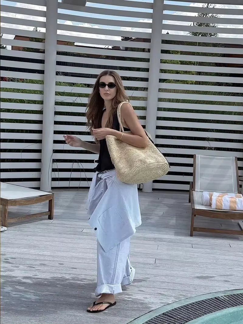 Sophia Handwoven Rattan Tote