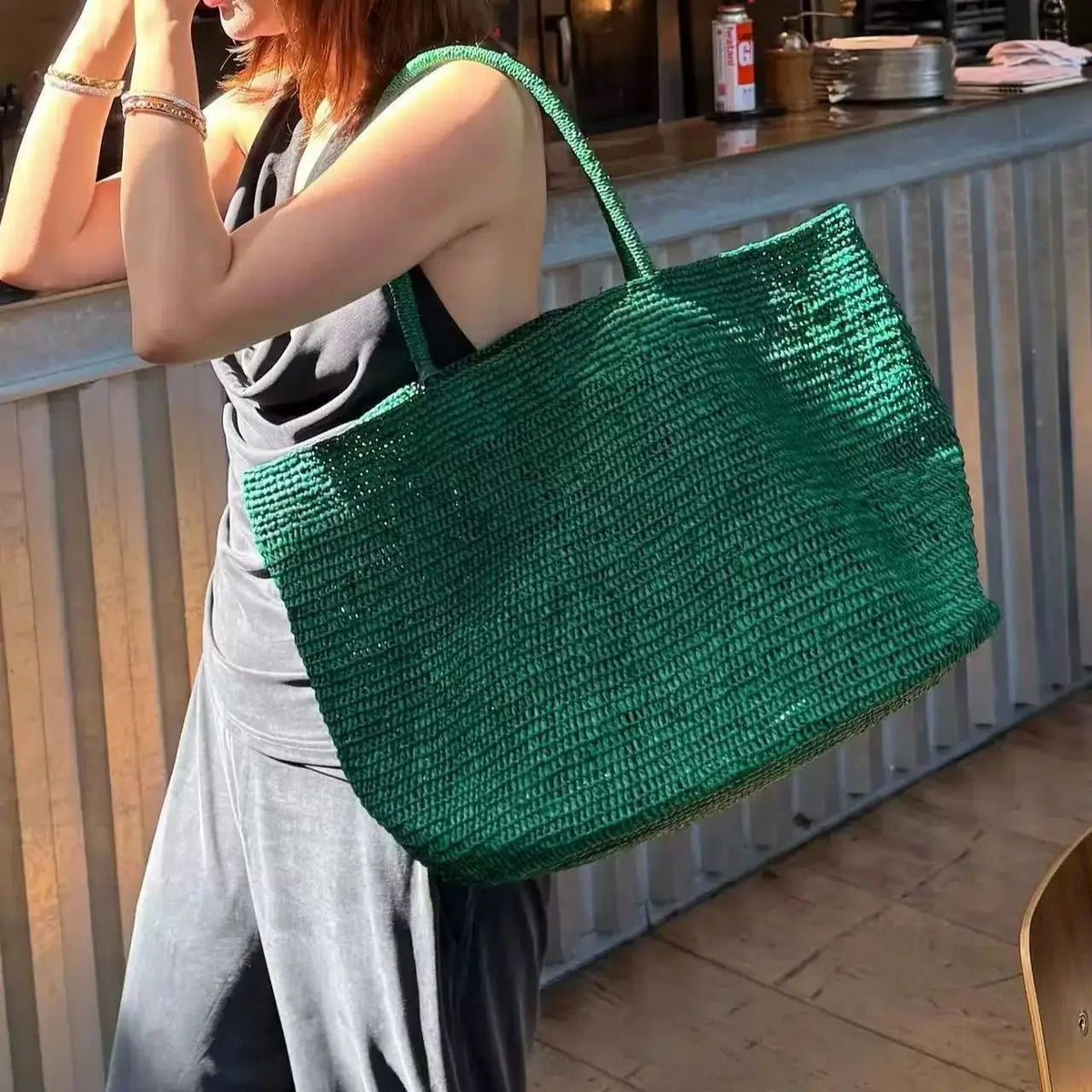 Sophia Handwoven Rattan Tote