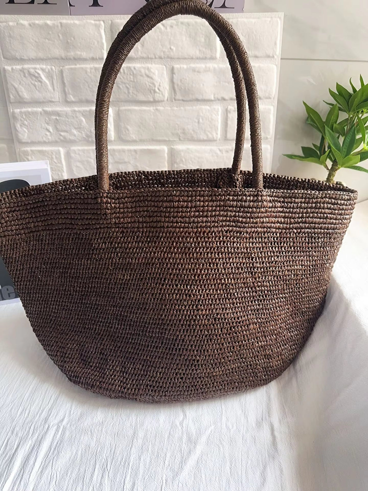 Sophia Handwoven Rattan Tote