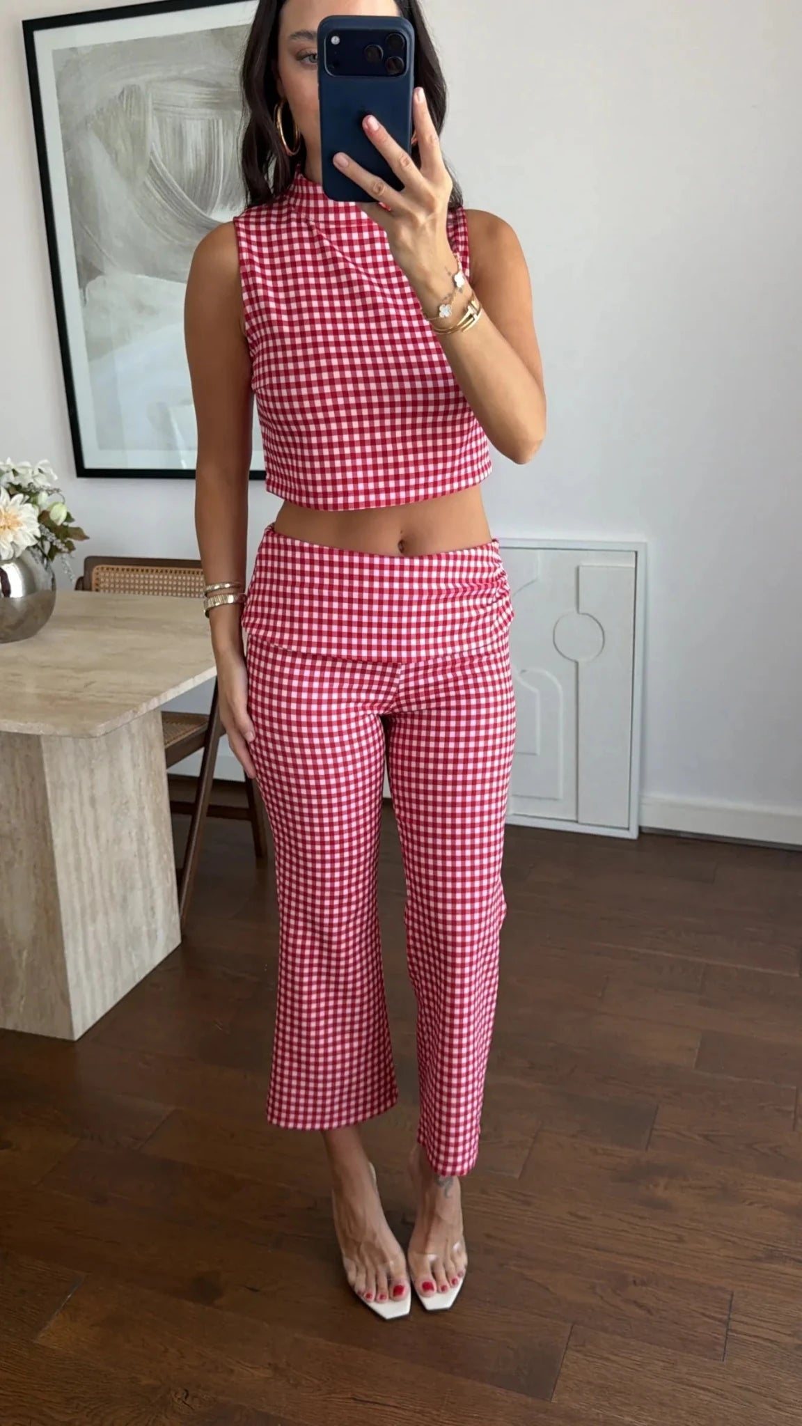 Sophia rutigt set med kort topp