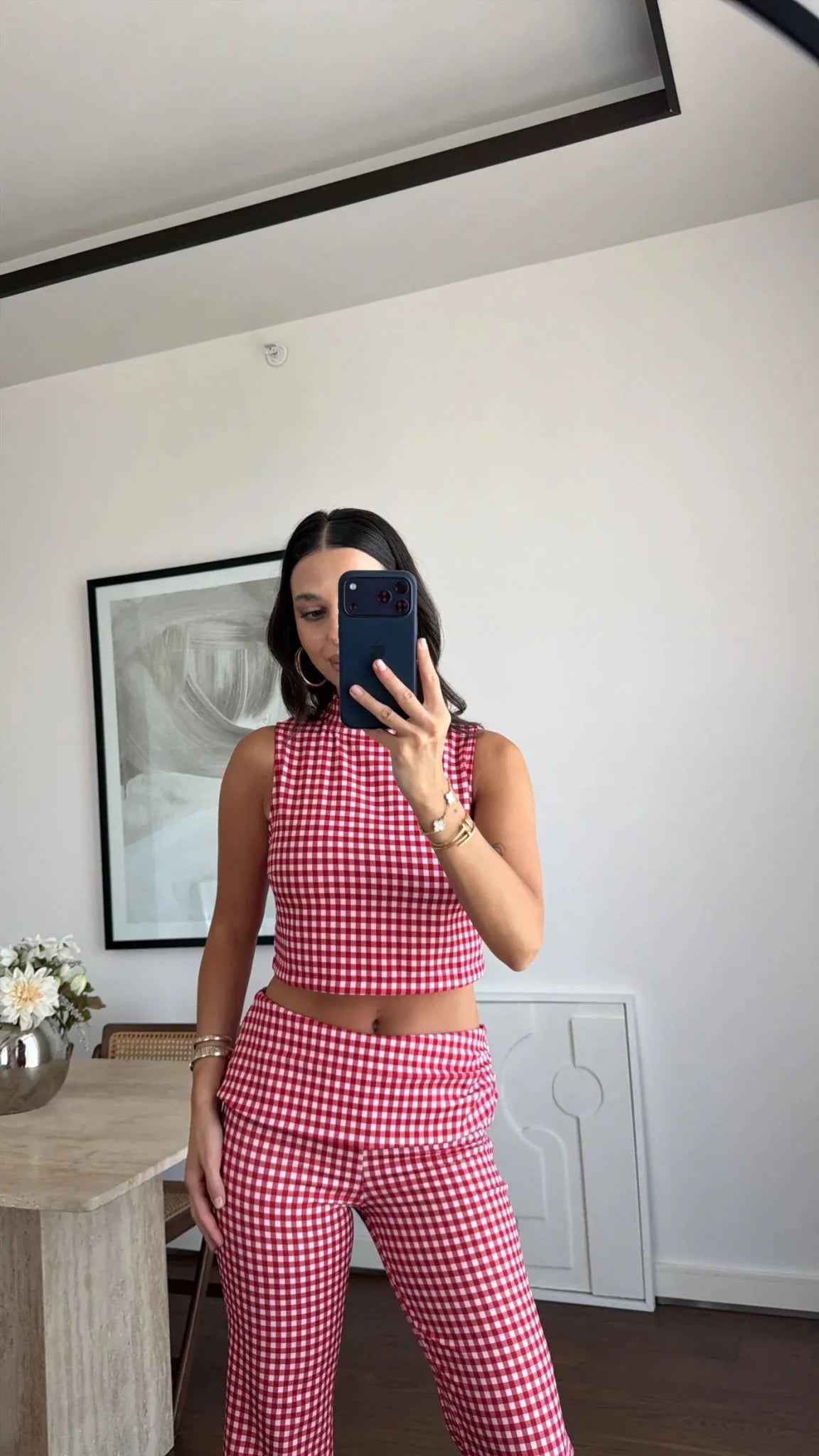 Sophia rutigt set med kort topp