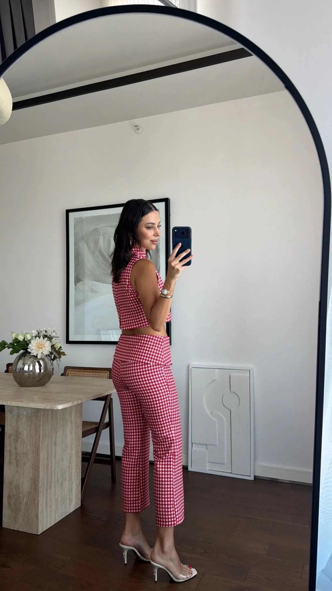Sophia rutigt set med kort topp