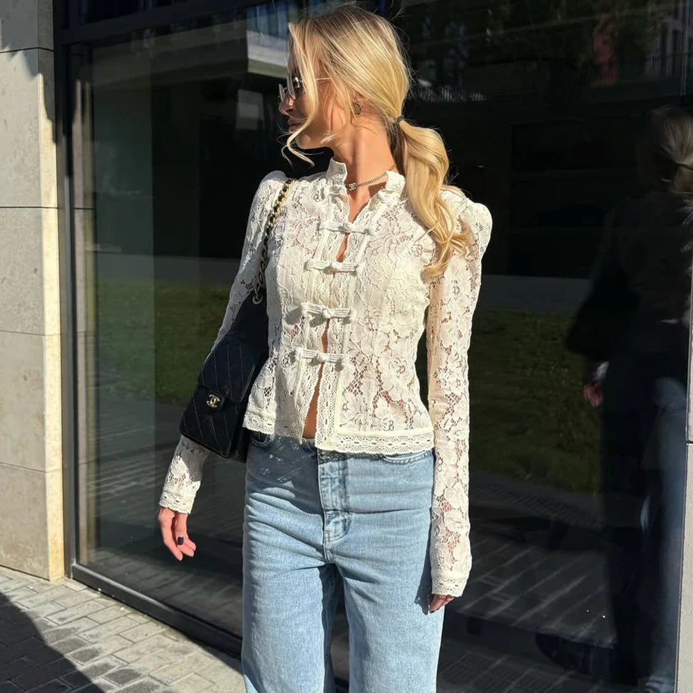 Suzan långärmad spetsblus