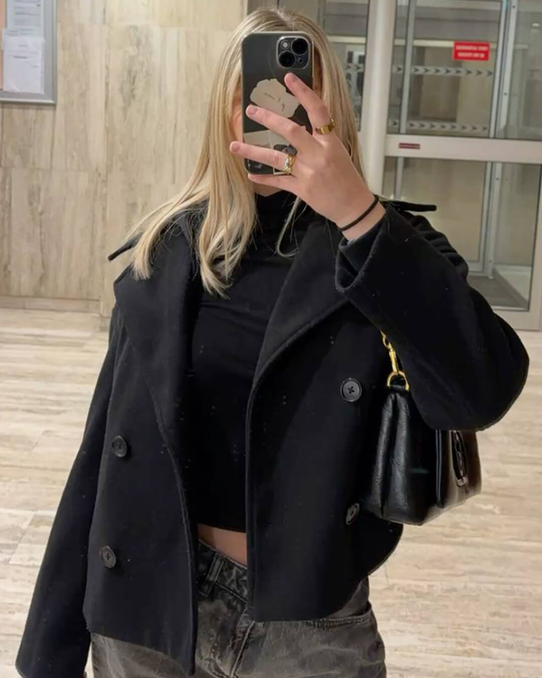 Suzane kort dubbelknäppt kappa