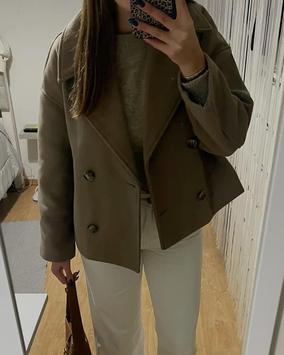 Suzane kort dubbelknäppt kappa