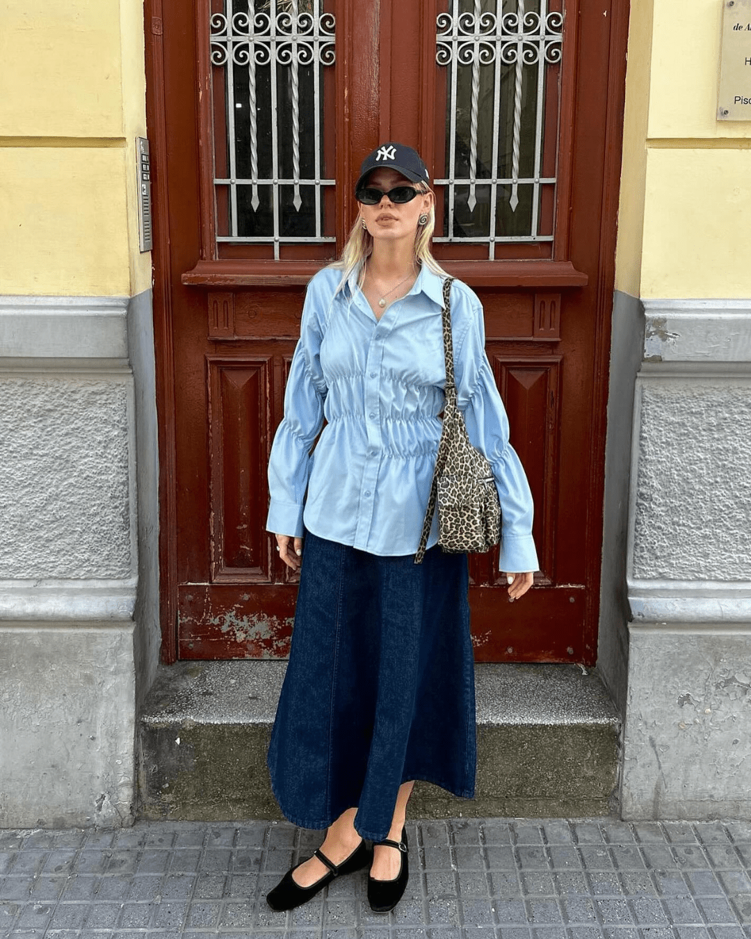 Suzette skjorta med långa ärmar och rynkad detalj