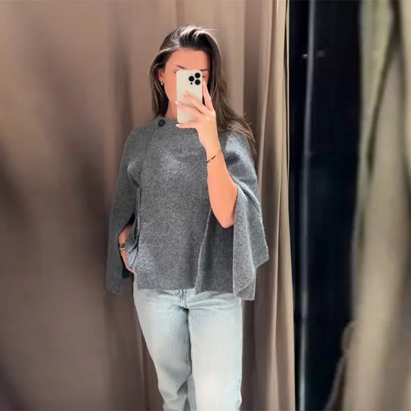 Suzette cardigan med slits och fladdermusärmar