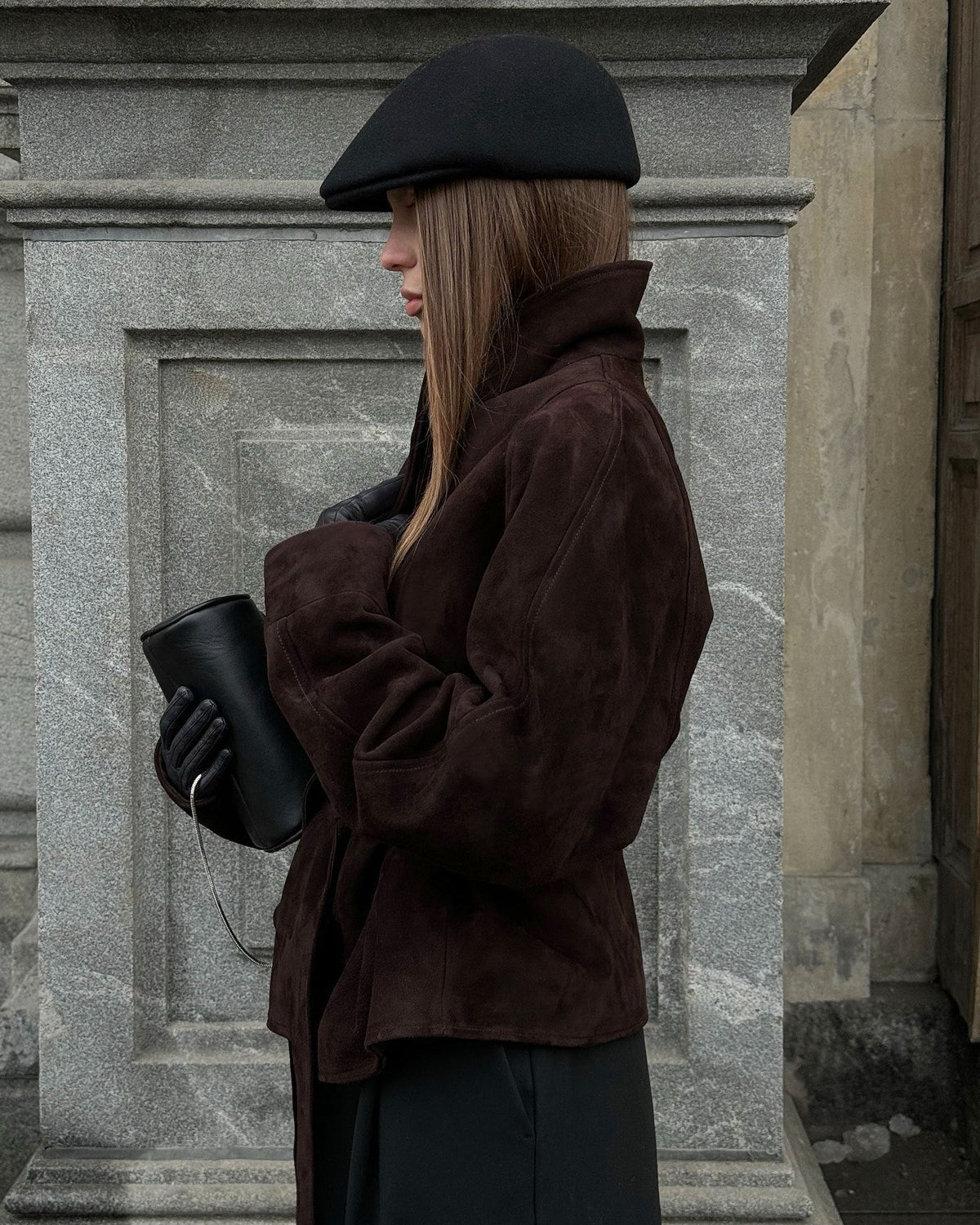 Teresa trenchcoat i mocka med skärp
