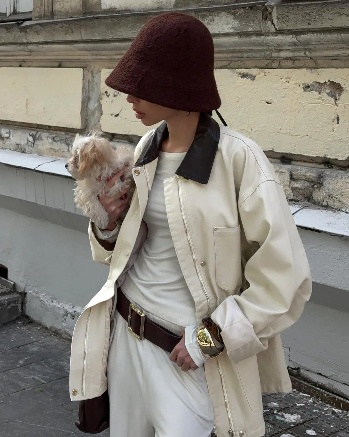 Therese oversized-jacka med dragsko